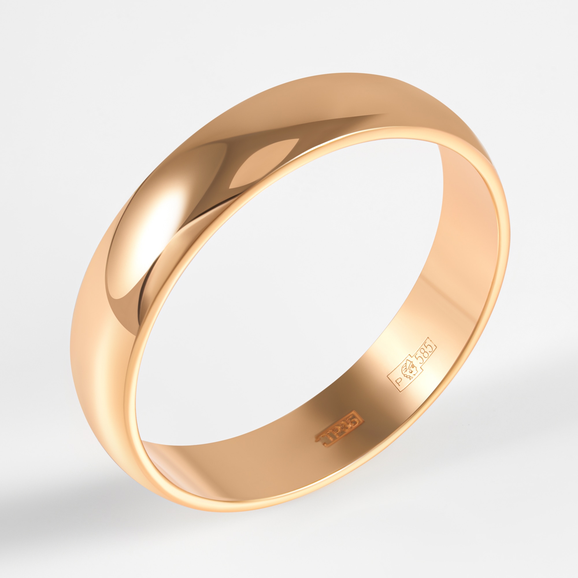 Золотое кольцо обручальное Чароит из красного золота 585 пробы ЧРОБКЛ-4/К, размеры от 15 до 23