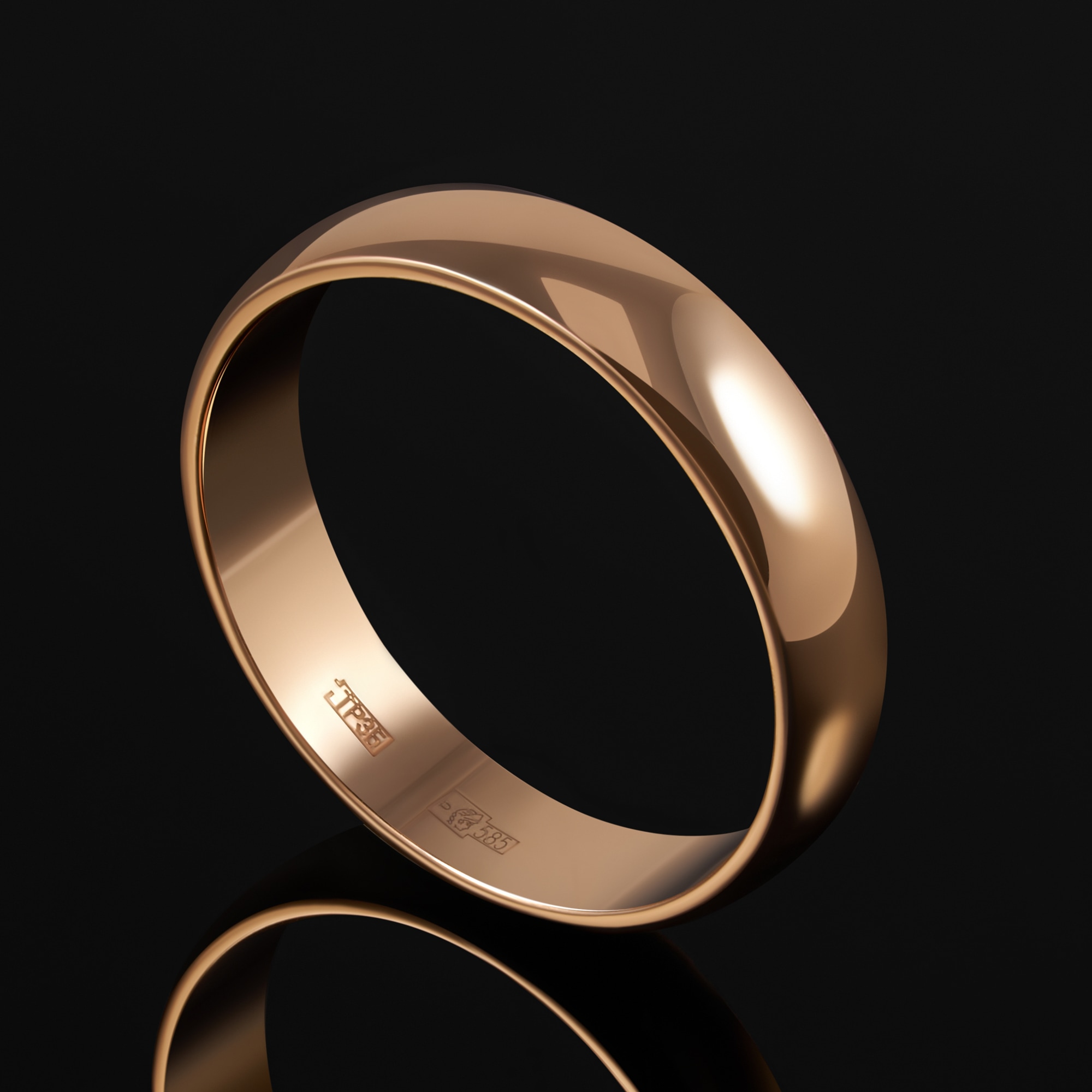 Золотое кольцо обручальное Чароит из красного золота 585 пробы ЧРОБКЛ-4/К, размеры от 15 до 23