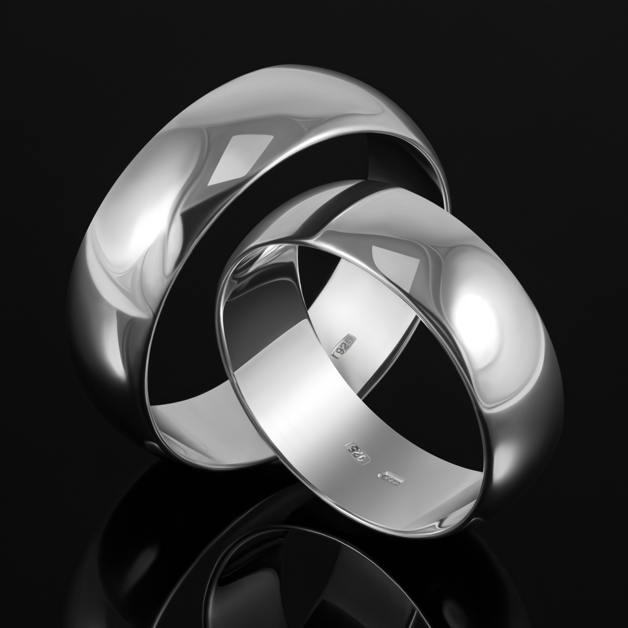 Серебряное кольцо обручальное Золотая подкова ЯВ8287-50С, размеры от 16 до 22.5
