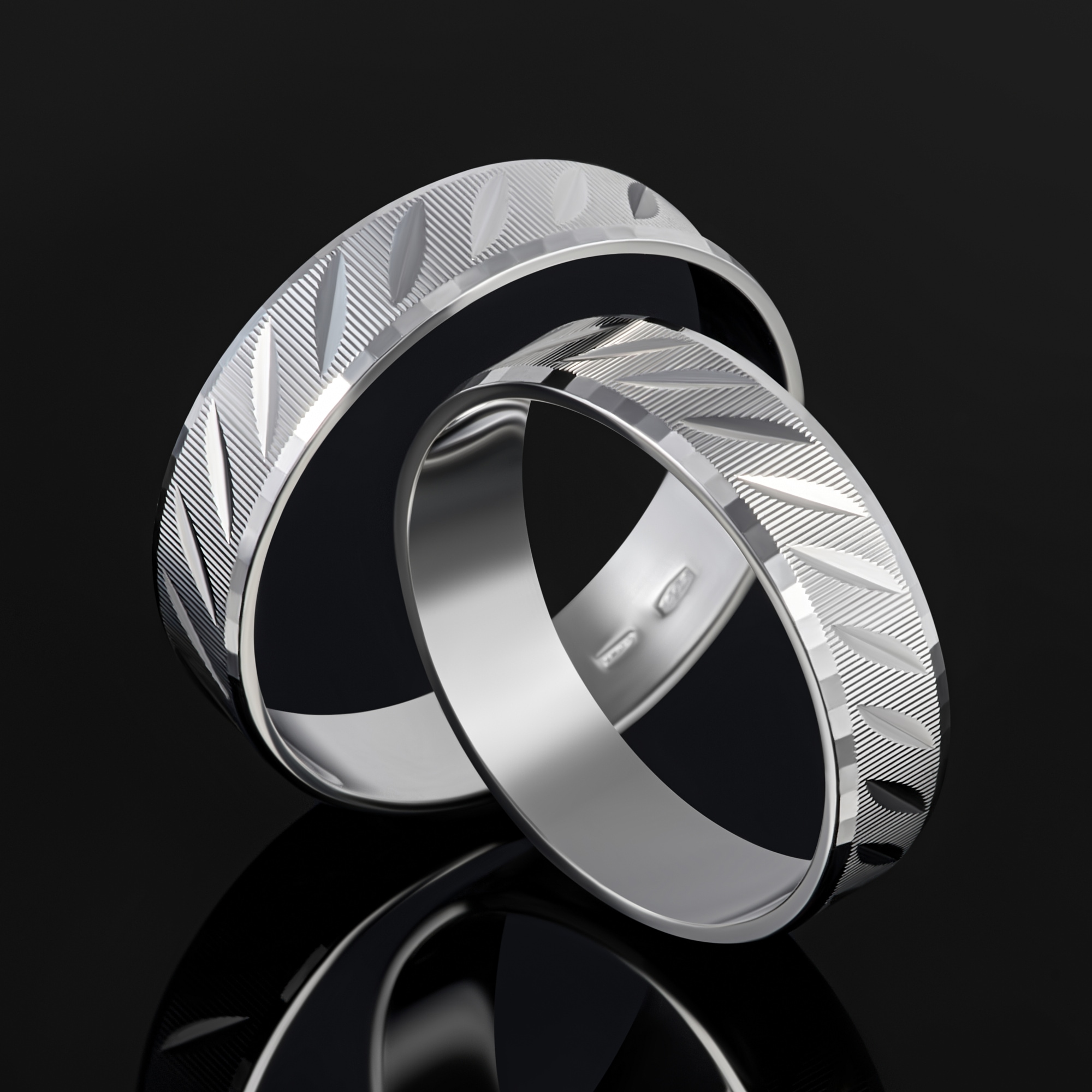 Серебряное кольцо обручальное Золотая подкова ЯВ821423-50/3С, размеры от 16 до 22.5
