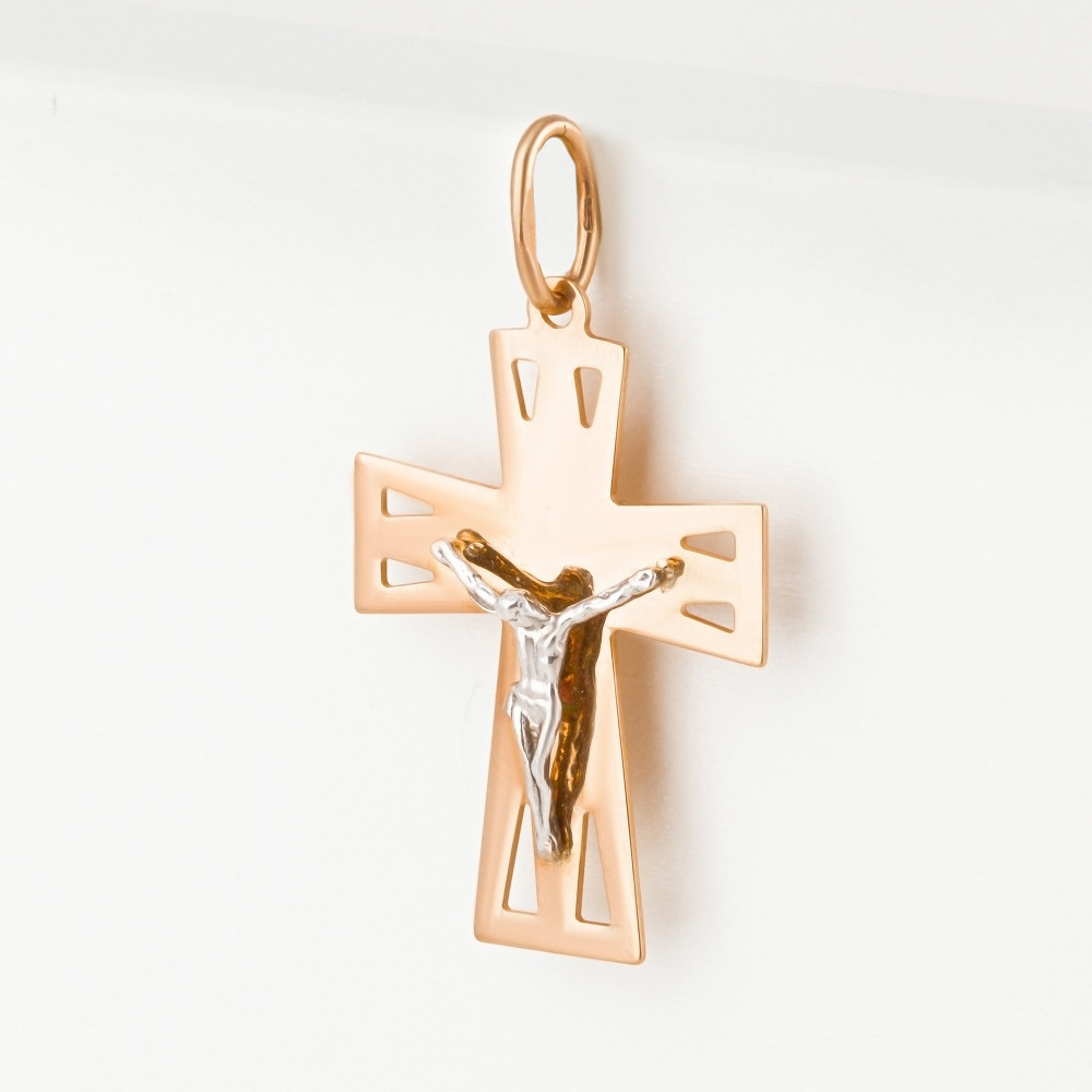 Золотой крест Жасмин из красного золота 585 пробы ЖНДП100137-РВ
