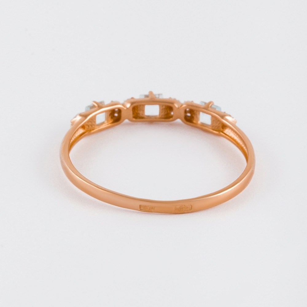 Золотое кольцо Efremof из красного золота 585 пробы со вставками из полудрагоценных камней (топаз и фианит) ЮПК13410149тг, размеры от 16 до 19