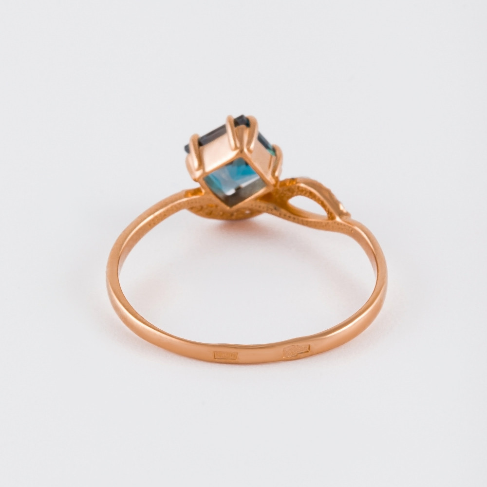 Золотое кольцо Efremof из красного золота 585 пробы со вставками из полудрагоценных камней (топаз и фианит) ЮПК1340033тл, размеры от  до 17.5