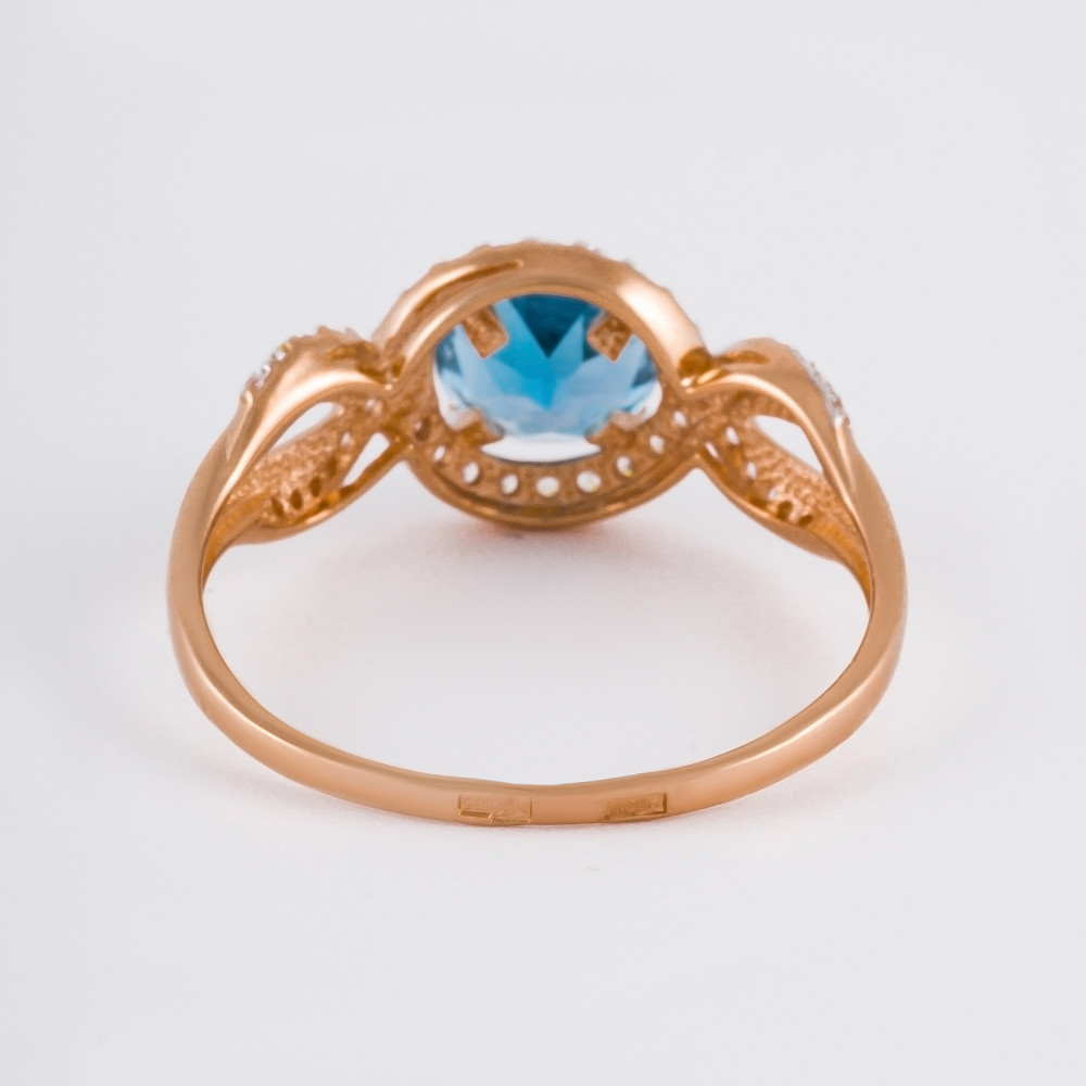 Золотое кольцо Efremof из красного золота 585 пробы со вставками из полудрагоценных камней (аметист, фианит и топаз) ЮПК1348953тл, размеры от 16.5 до 19