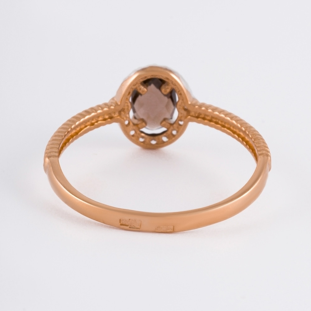 Золотое кольцо Efremof из красного золота 585 пробы со вставками из полудрагоценных камней (аметист, фианит и топаз) ЮПК1348977тр, размеры от 16.5 до 19