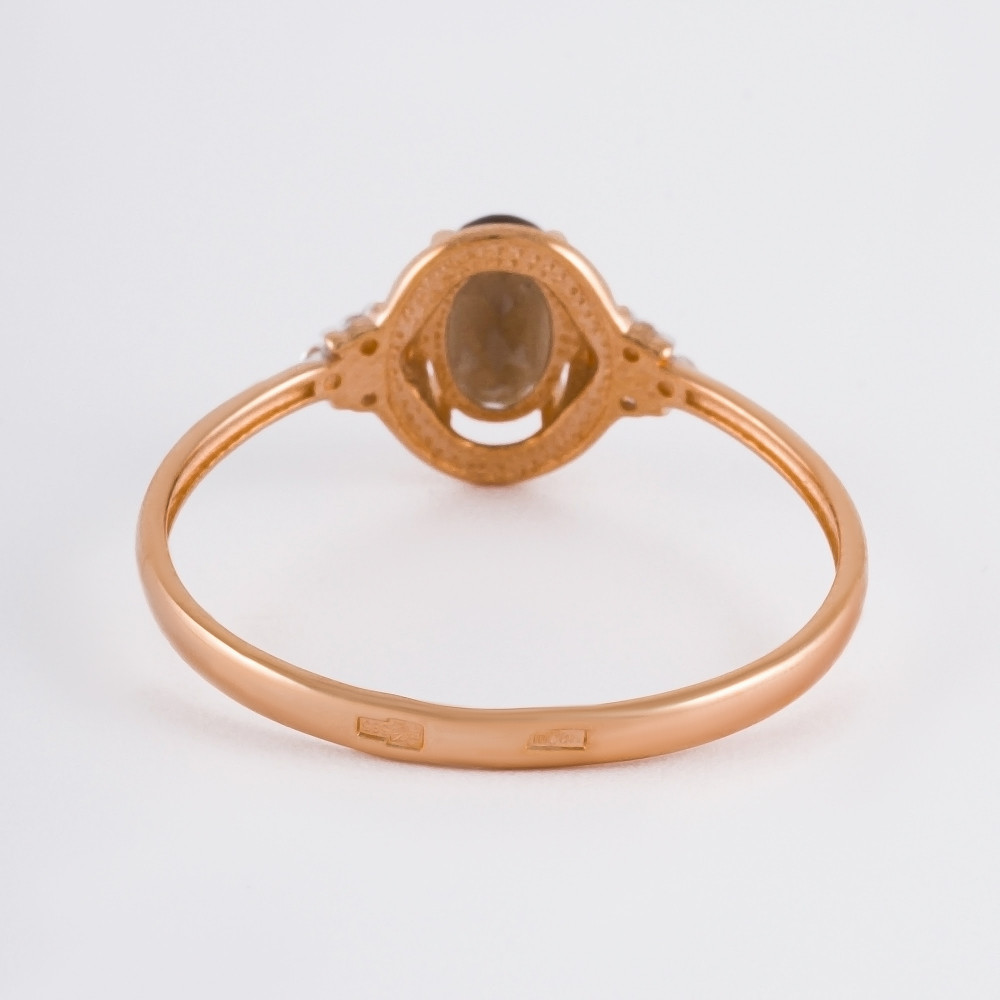 Золотое кольцо Efremof из красного золота 585 пробы со вставками из полудрагоценных камней (топаз и фианит) ЮПК1348563тр, размеры от 16.5 до 19