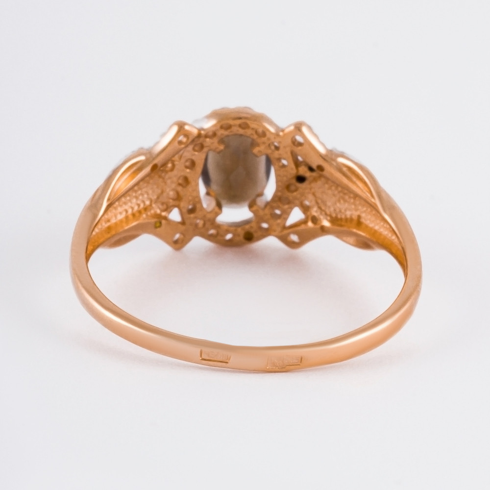 Золотое кольцо Efremof из красного золота 585 пробы со вставками из полудрагоценных камней (топаз и фианит) ЮПК1348952тр, размеры от 17 до 19