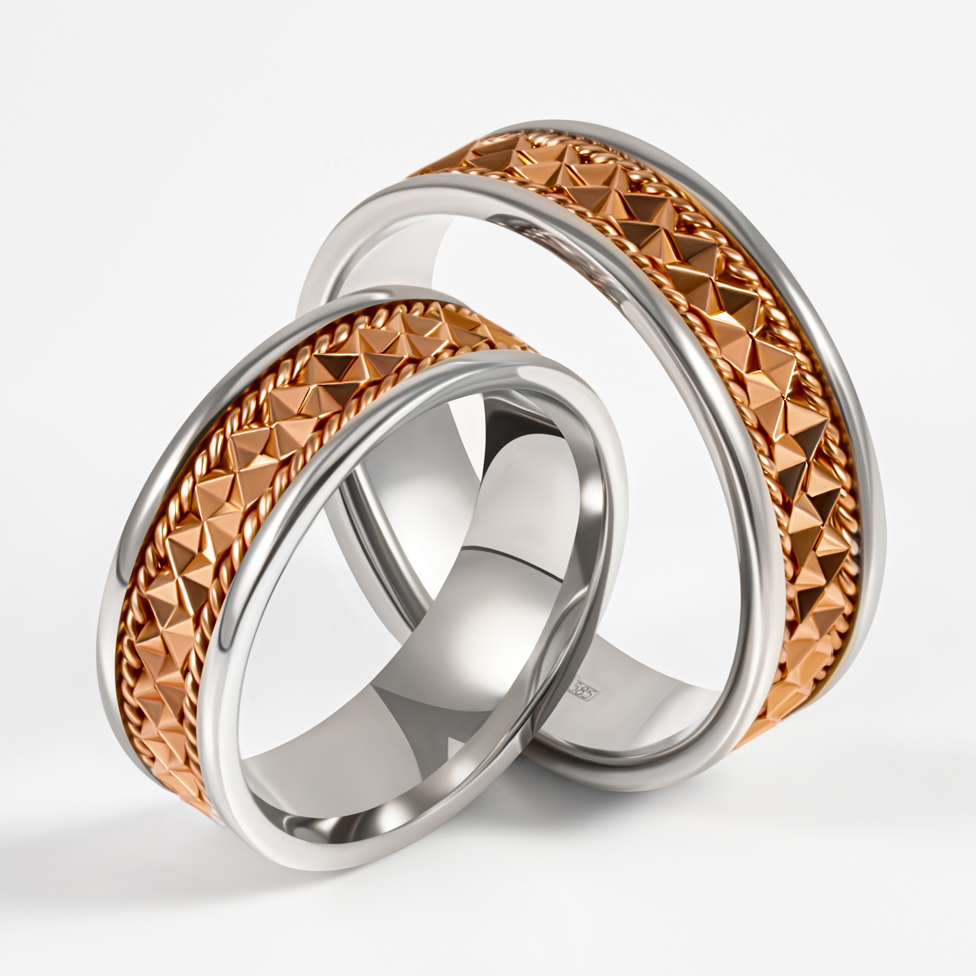 Золотое кольцо обручальное Веско из красного золота 585 пробы 7ВЗТ4205, размеры от 15.5 до 21.5