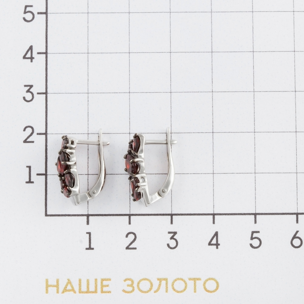 Серебряные серьги Sokolov со вставками из полудрагоценных камней (гранат) ДИ92022016