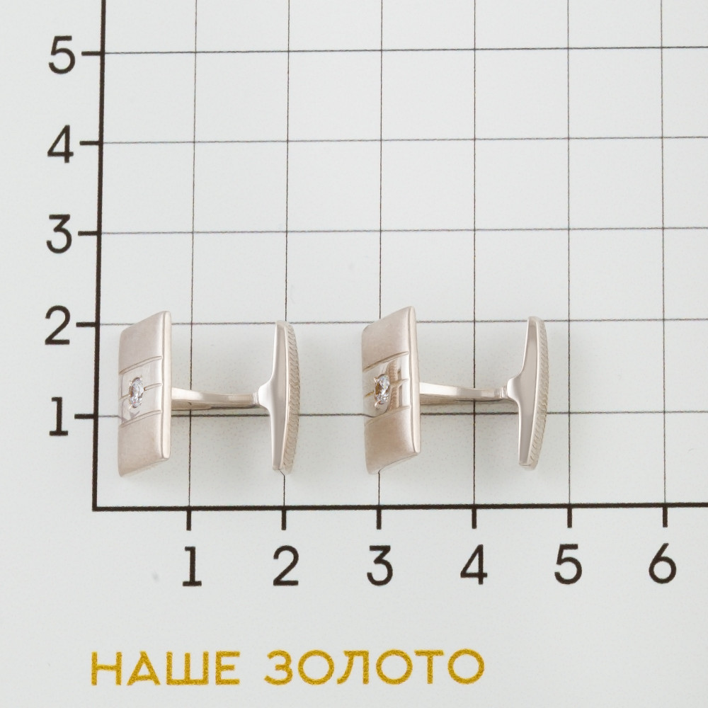 Серебряные запонки Сильвер  со вставками (фианит) 8С141001р