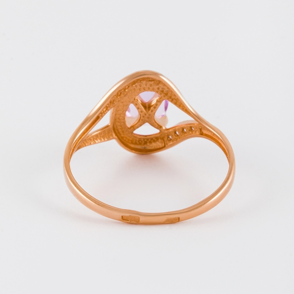 Золотое кольцо Efremof из красного золота 585 пробы со вставками из полудрагоценных камней (топаз, гранат, аметист и фианит) ЮПК1344702ам, размеры от 16.5 до 18.5