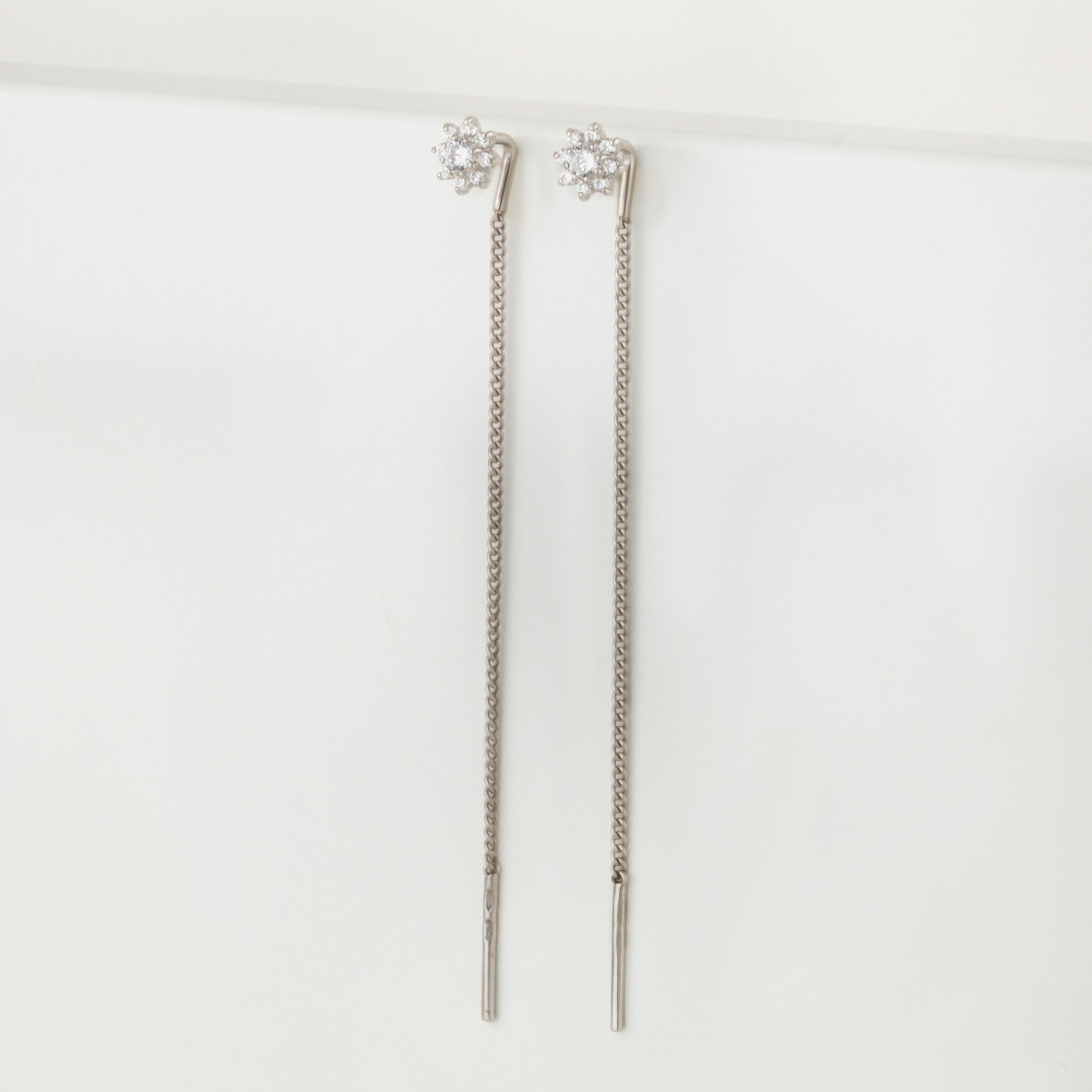Серебряные серьги протяжки Мидас-пермь  со вставками (фианит) 4МС451-55