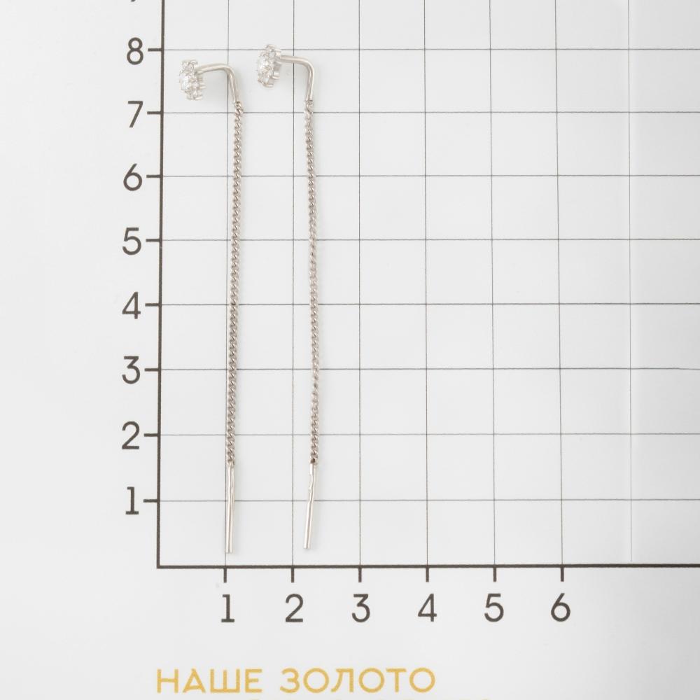 Серебряные серьги протяжки Мидас-пермь  со вставками (фианит) 4МС451-55