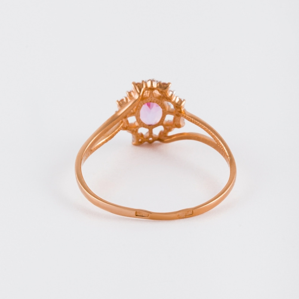 Золотое кольцо Efremof из красного золота 585 пробы со вставками из полудрагоценных камней (топаз, аметист и фианит) ЮПК1341207ам, размеры от 16 до 19