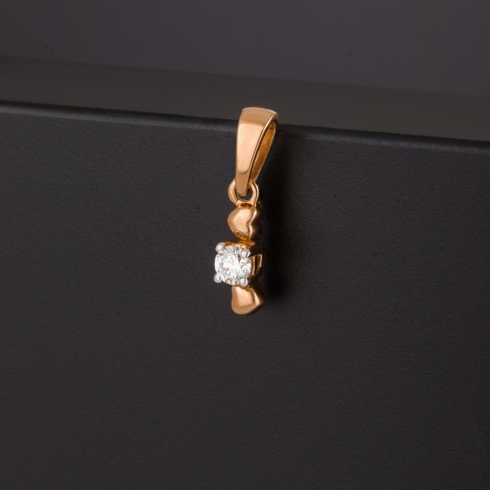 Золотая подвеска Саав из красного золота 585 пробы со вставками из драгоценных камней (бриллиант) ХС052039821, размеры от  до 18