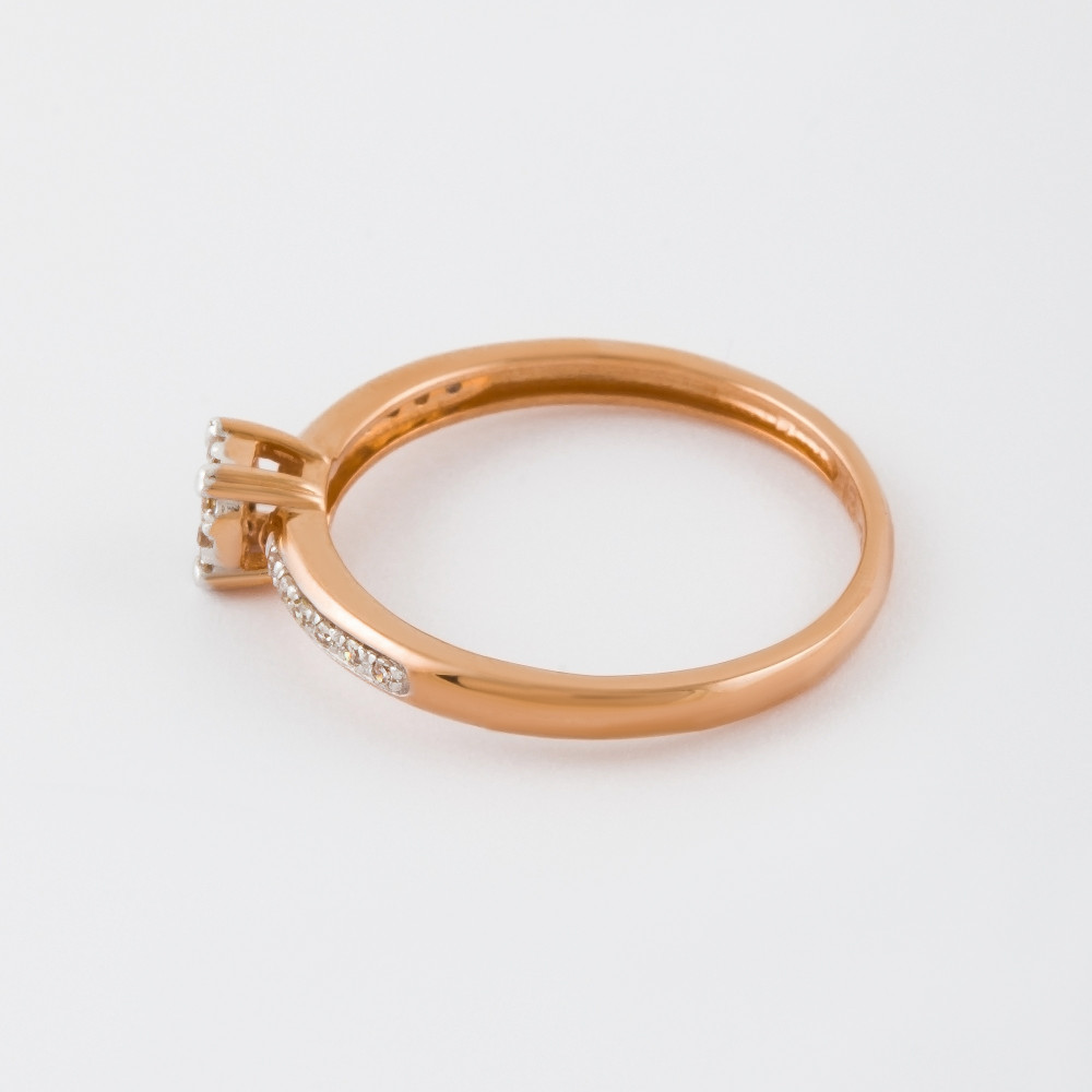 Золотое кольцо Саав из красного золота 585 пробы со вставками из драгоценных камней (бриллиант) ХС050076421, размеры от 16 до 17