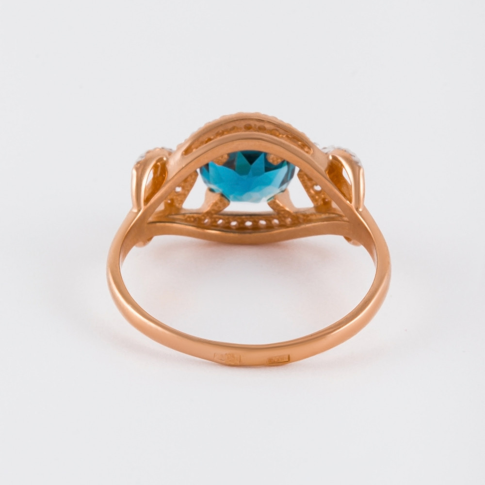Золотое кольцо Efremof из красного золота 585 пробы со вставками из полудрагоценных камней (гранат, топаз и фианит) ЮПК1343304тл, размеры от 16 до 18
