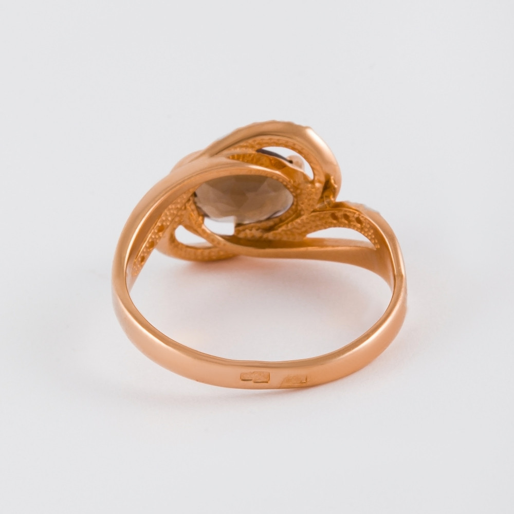 Золотое кольцо Efremof из красного золота 585 пробы со вставками из полудрагоценных камней (гранат, топаз и фианит) ЮПК1343397тр, размеры от 16 до 20