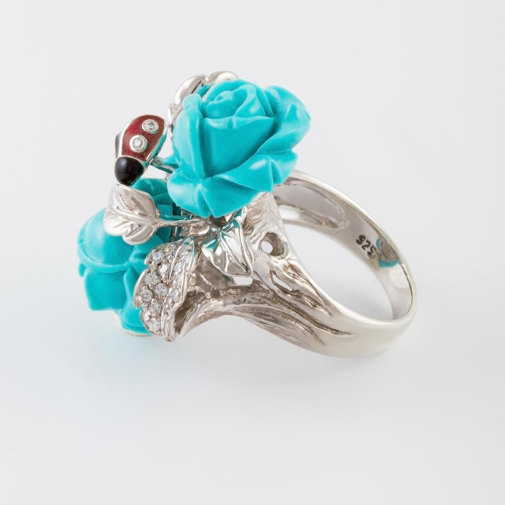 Серебряное кольцо Style avenue из серебра с родированием ювелирный сад со вставками из полудрагоценных камней ( и ) СЙРГА001-4, размеры от 16 до 18