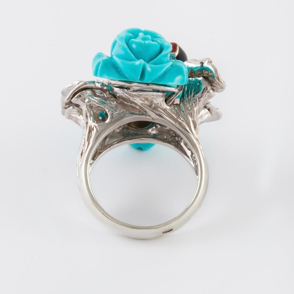Серебряное кольцо Style avenue из серебра с родированием ювелирный сад со вставками из полудрагоценных камней ( и ) СЙРГА001-4, размеры от 16 до 18