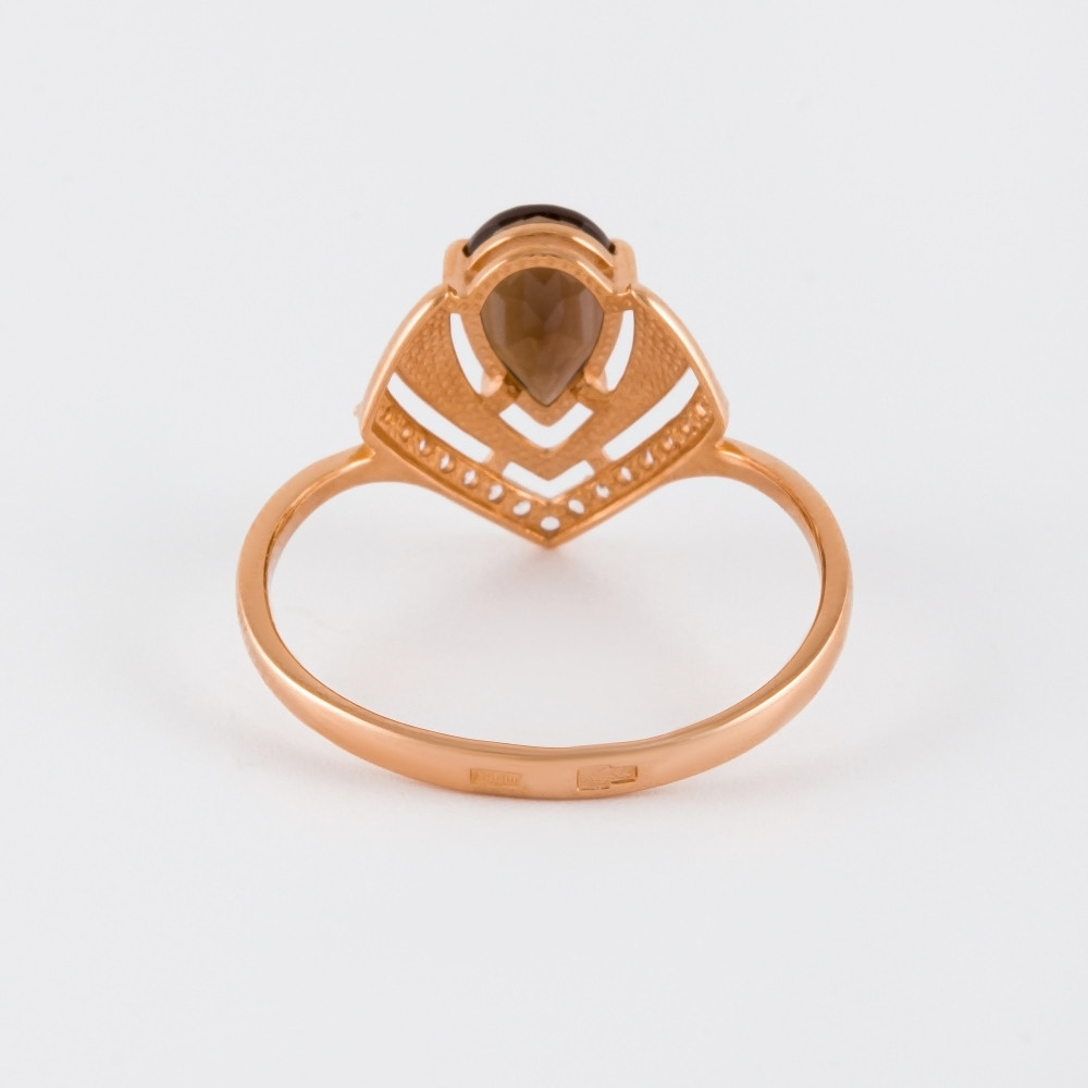 Золотое кольцо Efremof из красного золота 585 пробы со вставками из полудрагоценных камней (топаз и фианит) ЮПК1348130тр, размеры от 16.5 до 18