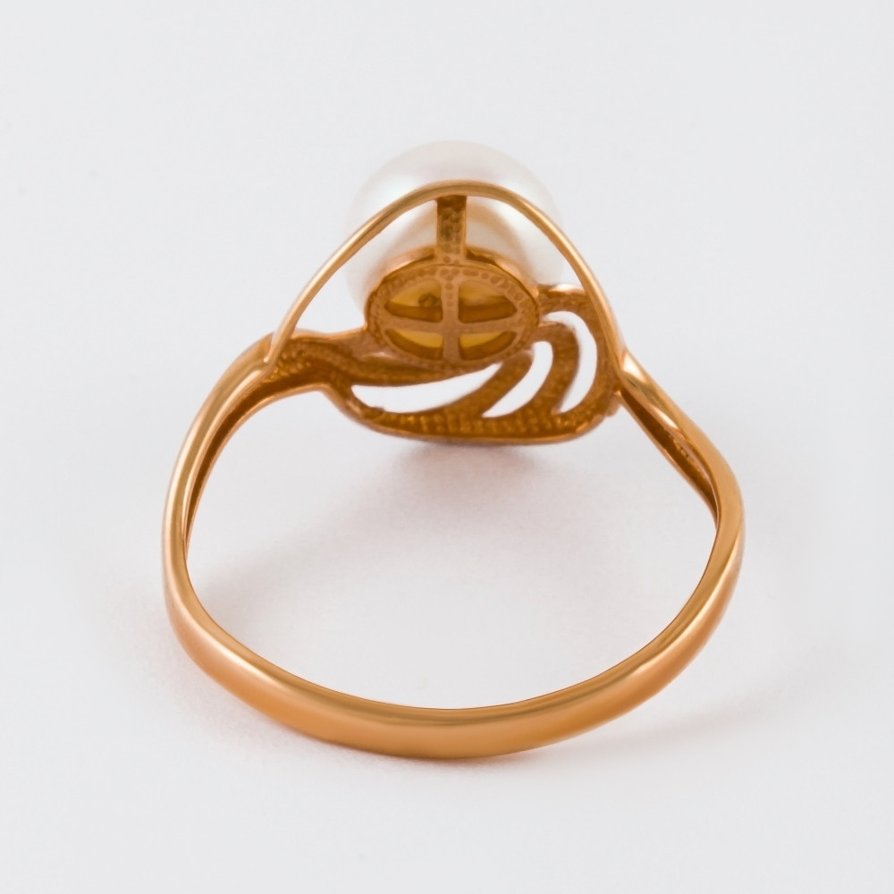 Золотое кольцо Прима эксклюзив из красного золота 585 пробы  со вставками () ПЭ1901957Р, размеры от 16 до 19