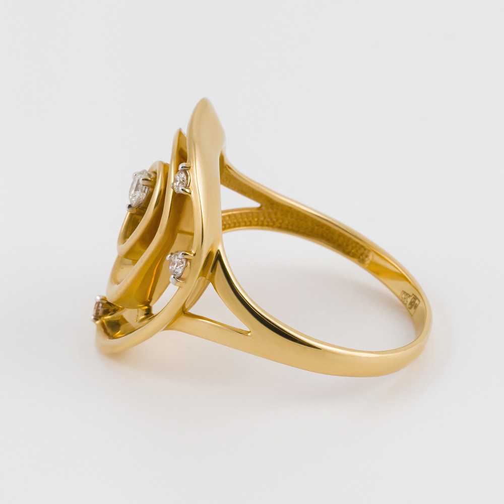 Золотое кольцо Империал из красного золота 585 пробы со вставками из драгоценных камней (бриллиант) ИМК0477-320, размеры от 15.5 до 19.5