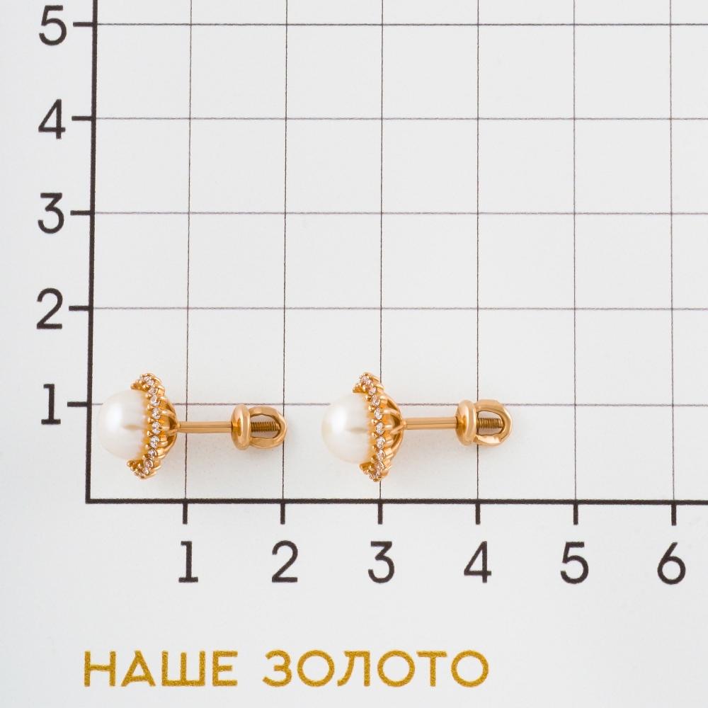 Золотые серьги гвоздики New gold из красного золота 585 пробы  со вставками ( и фианит) НЮ10300070797