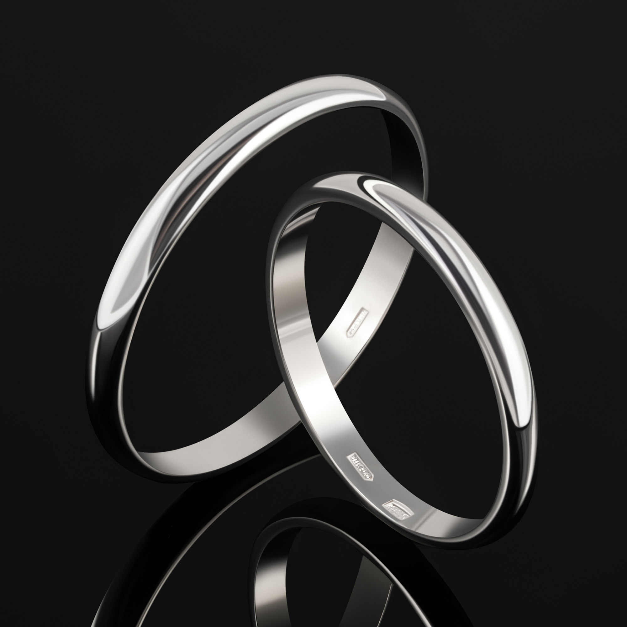 Серебряное кольцо обручальное Золотая подкова ЯВ8287-20С, размеры от 16 до 22.5