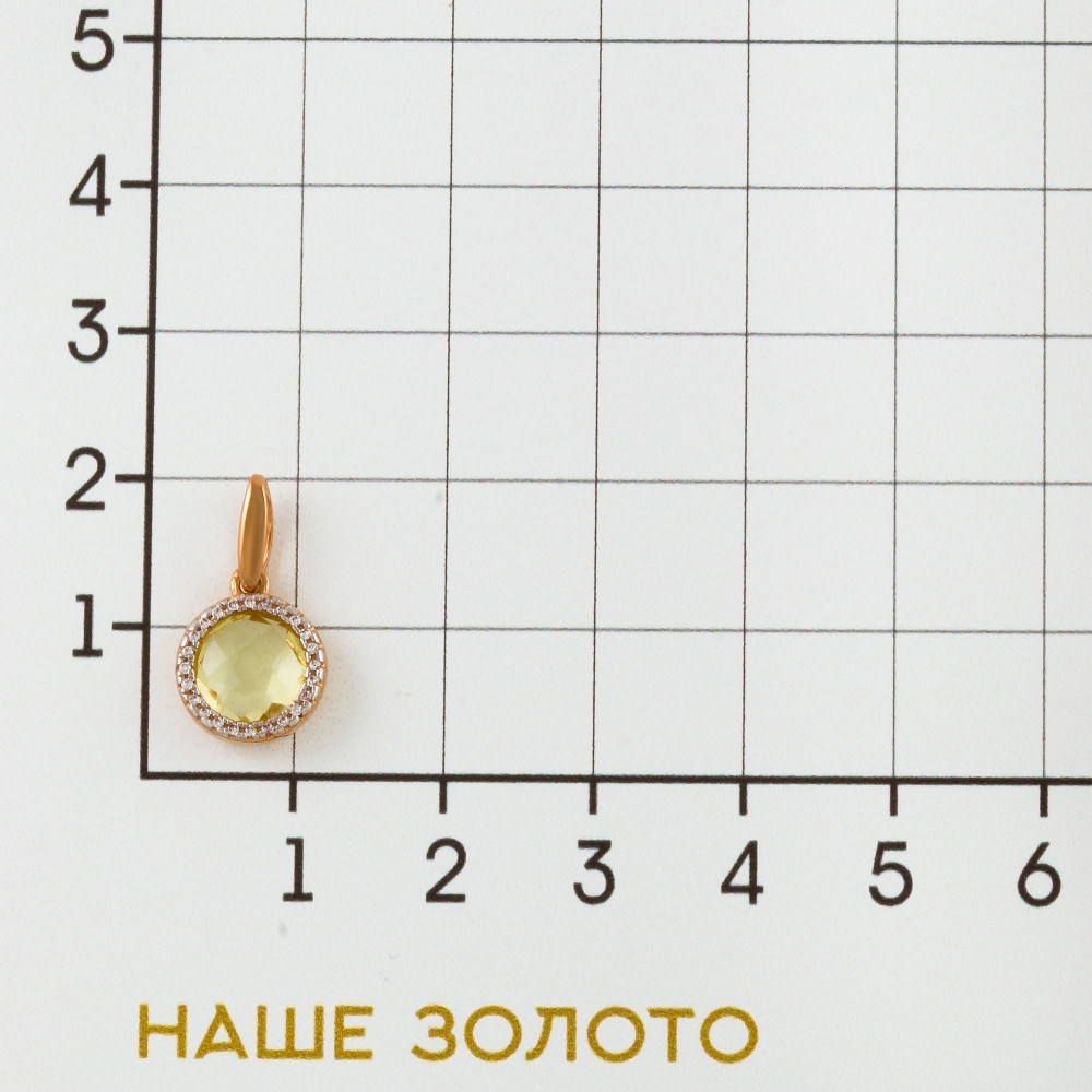 Золотая подвеска Санис из красного золота 585 пробы со вставками из полудрагоценных камней (кварцем и фианит) СН0158-3262