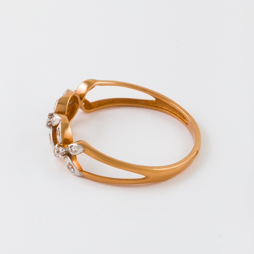 Золотое кольцо Сорокин из красного золота 585 пробы  со вставками (фианит) СЩ70025600, размеры от 16.5 до 17.5