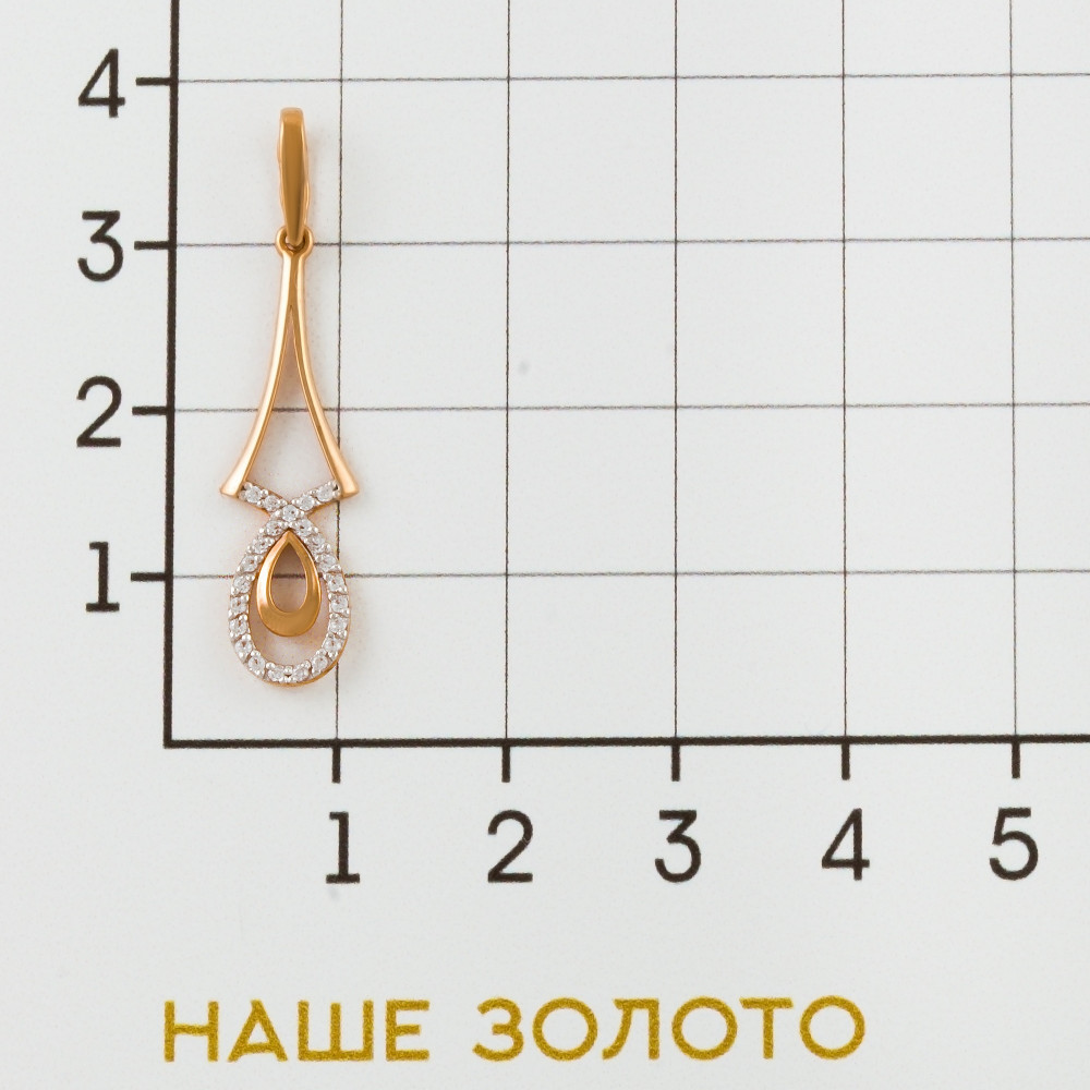 Золотая подвеска Сорокин из красного золота 585 пробы  со вставками (фианит) СЩ10011800