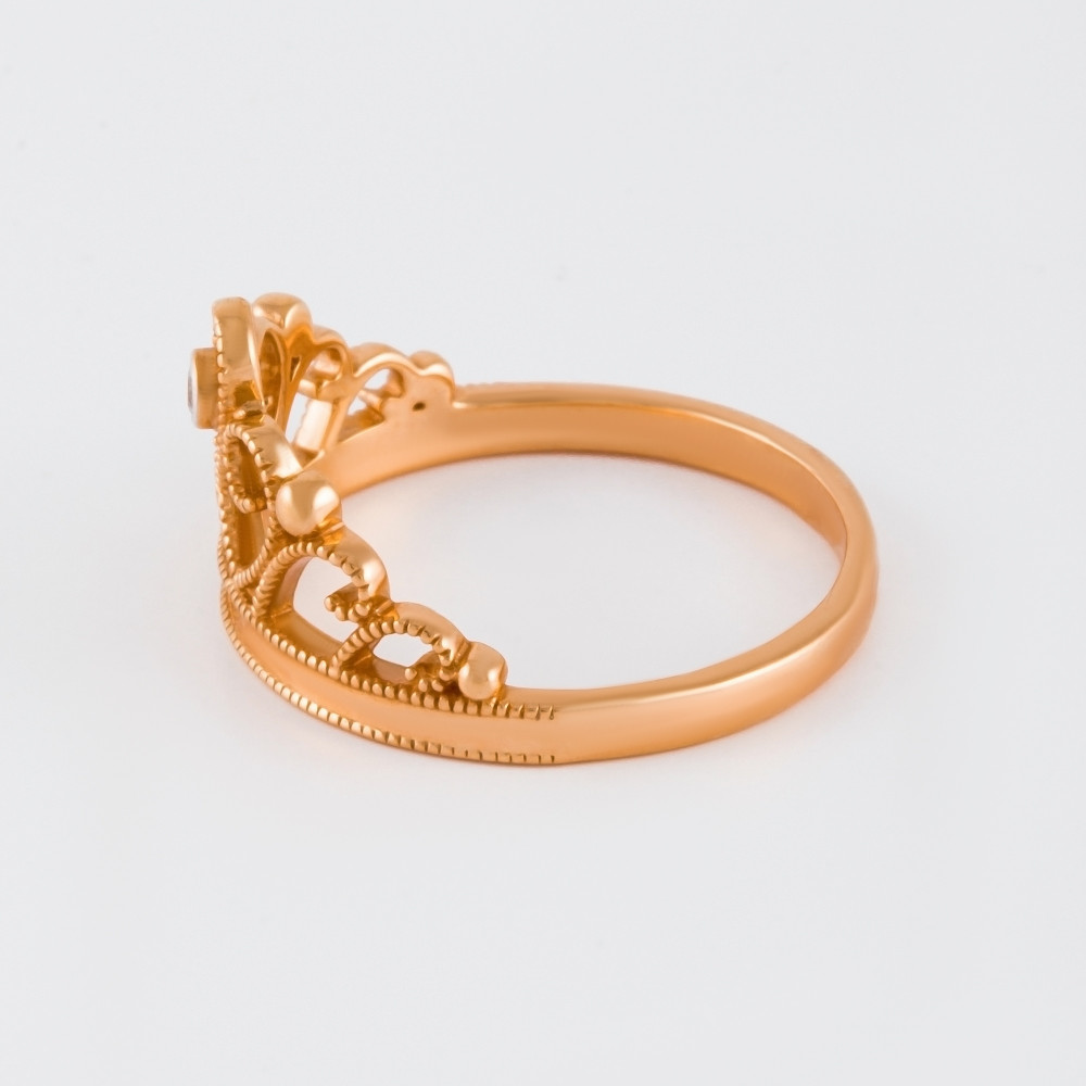 Золотое кольцо Ювелиры северной столицы из красного золота 585 пробы  со вставками (фианит) ЮЫ2002000123394, размеры от 15.5 до 19.5