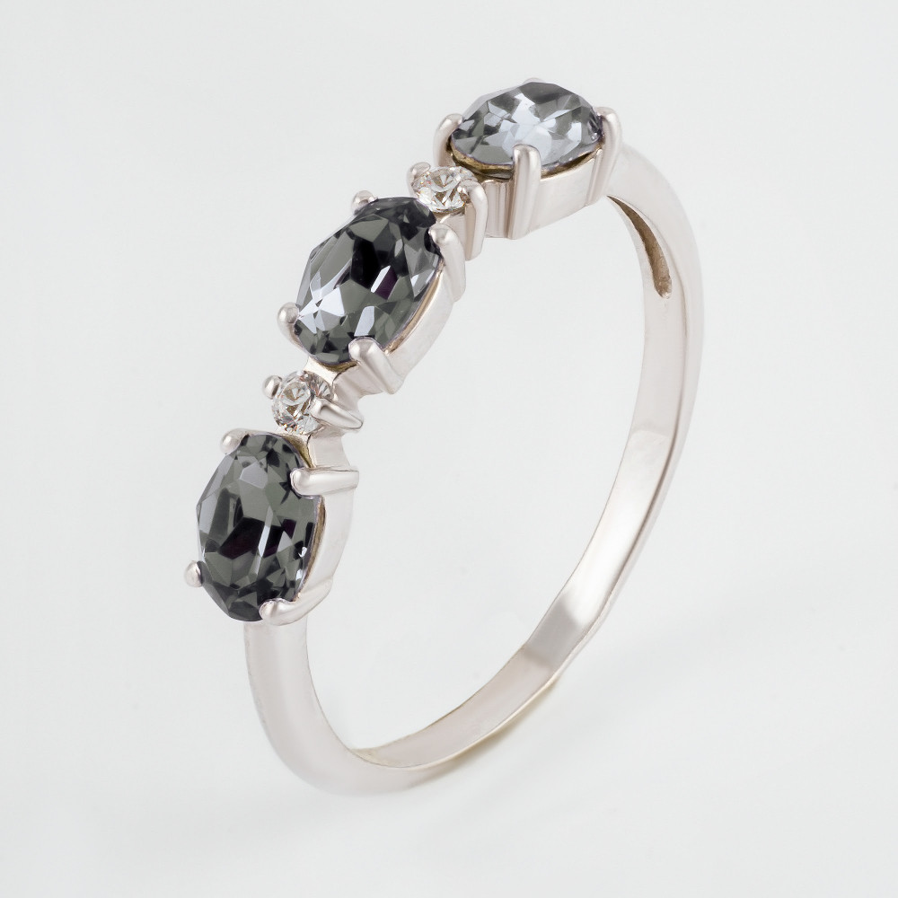 Серебряное кольцо с кристаллами swarovski и фианитами
