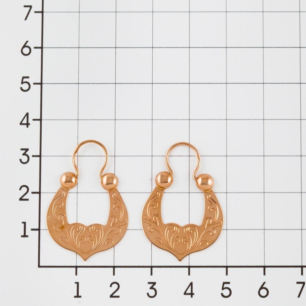 Золотые серьги Карат-к из красного золота 585 пробы КК00-70А