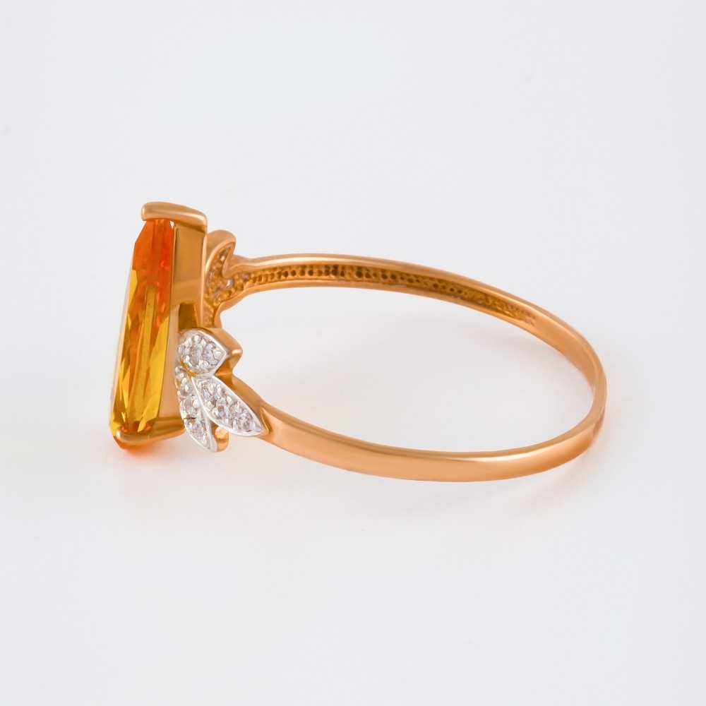 Золотое кольцо Ювелирные традиции из красного золота 585 пробы  со вставками (фианит и ) ЮИК132-4827сигрм, размеры от 17 до 19