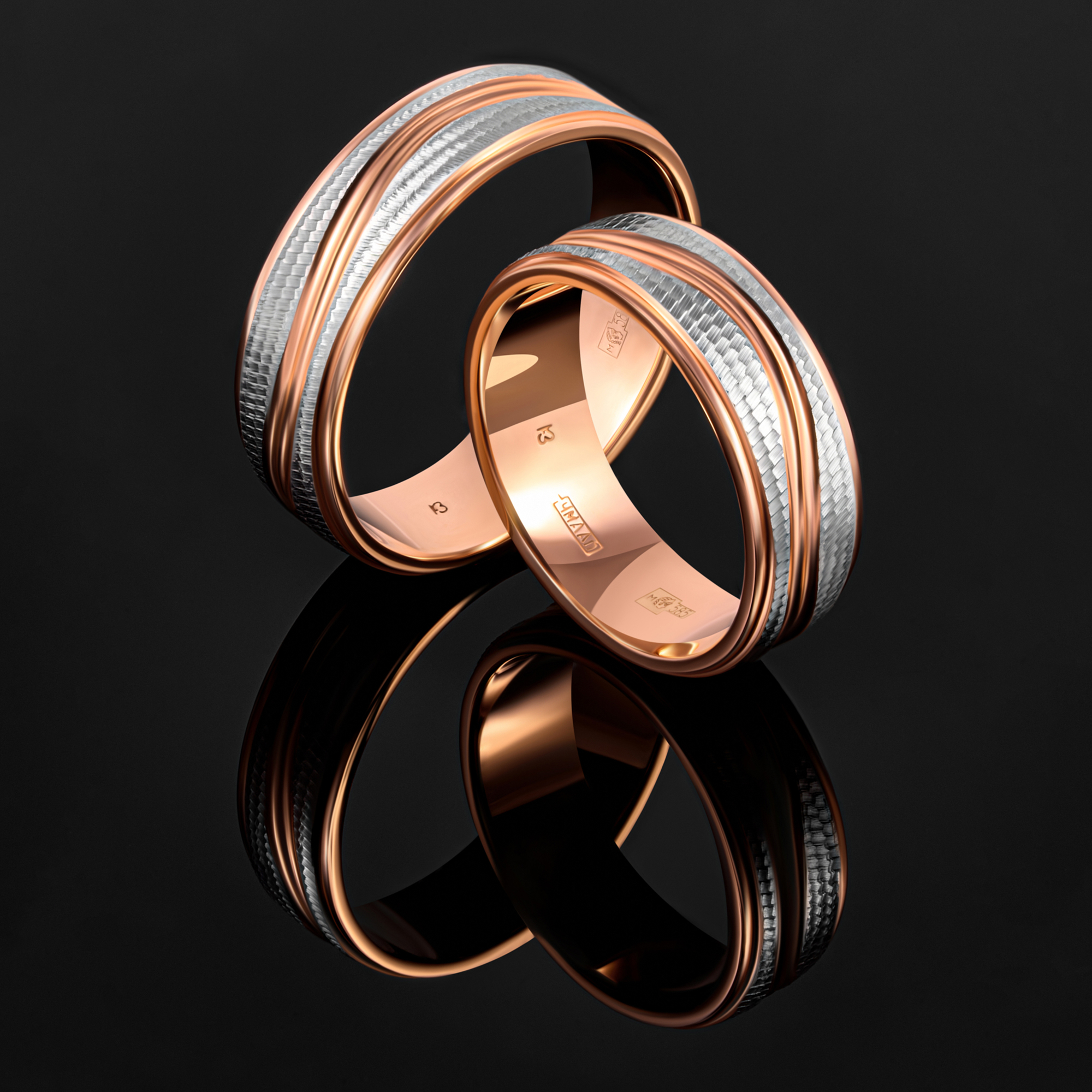 Золотое кольцо обручальное Веско из красного золота 585 пробы 7ВЦР1408К