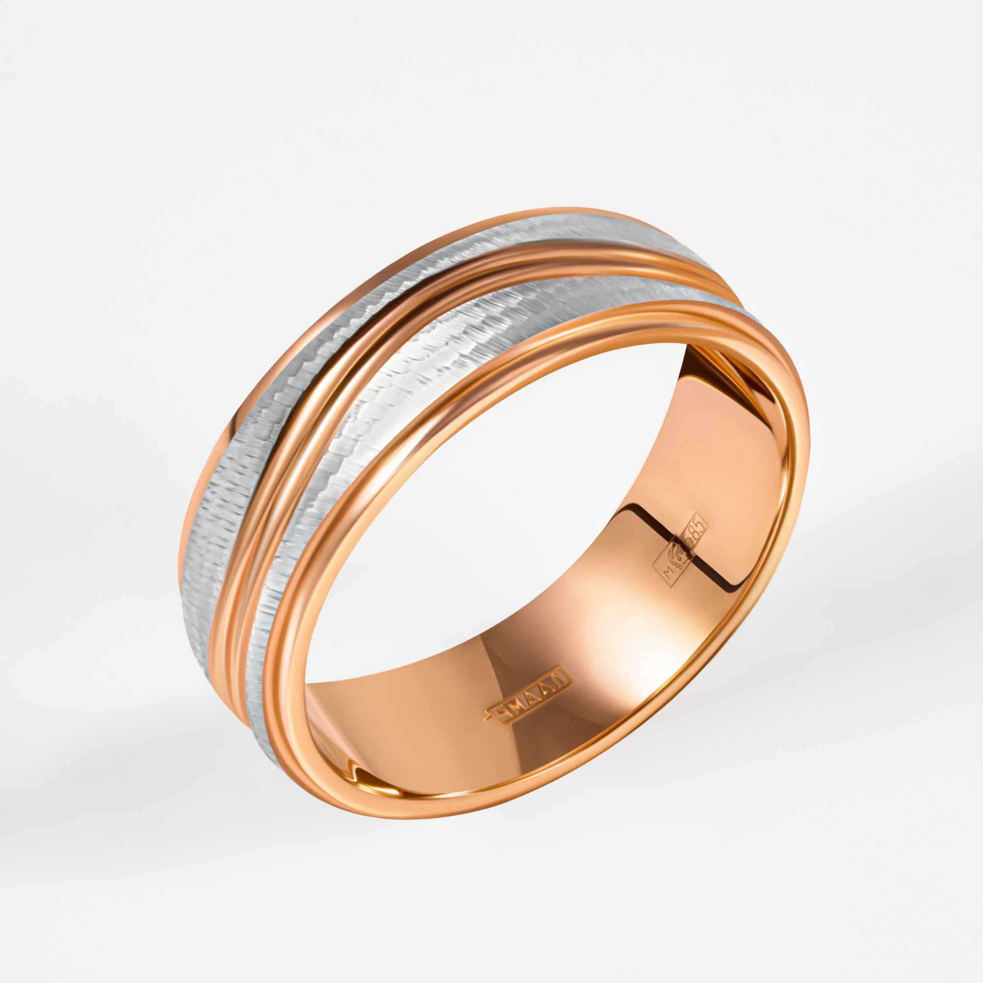 Золотое кольцо обручальное Веско из красного золота 585 пробы 7ВЦР1408К