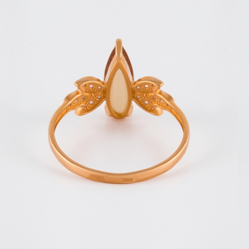 Золотое кольцо Ювелирные традиции из красного золота 585 пробы  со вставками (фианит и ) ЮИК132-4827сикор, размеры от 17 до 19