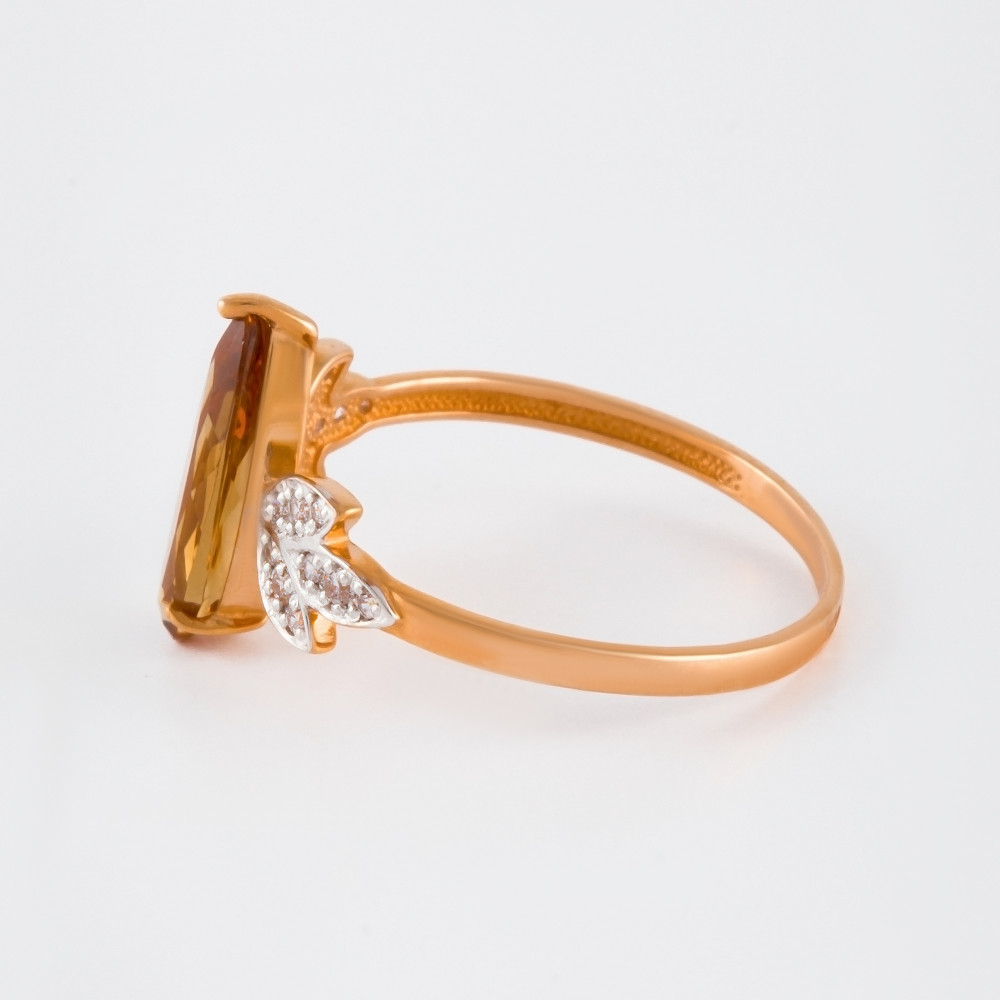 Золотое кольцо Ювелирные традиции из красного золота 585 пробы  со вставками (фианит и ) ЮИК132-4827сикор, размеры от 17 до 19