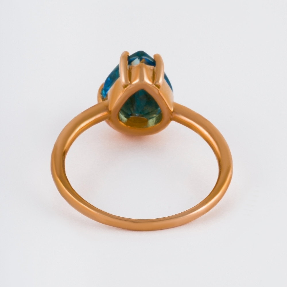 Золотое кольцо  из красного золота 585 пробы со вставками из полудрагоценных камней (топаз и фианит) ЖНЗТР21, размеры от 17 до 19.5