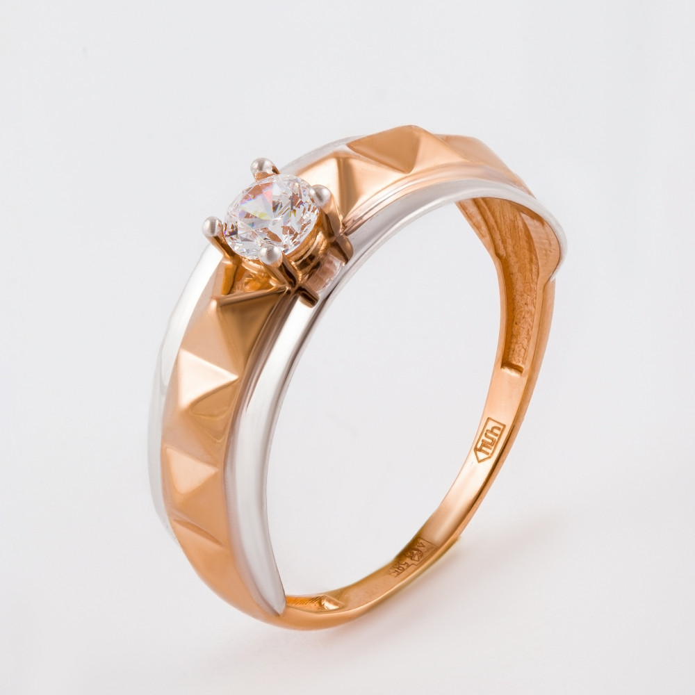 Золотое кольцо Санис из красного золота 585 пробы  со вставками (фианит) СН01-115794, размеры от 16 до 18