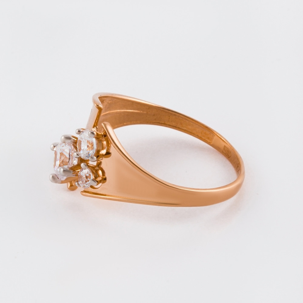 Золотое кольцо Санис из красного золота 585 пробы  со вставками (фианит) СН01-115820, размеры от 17 до 19