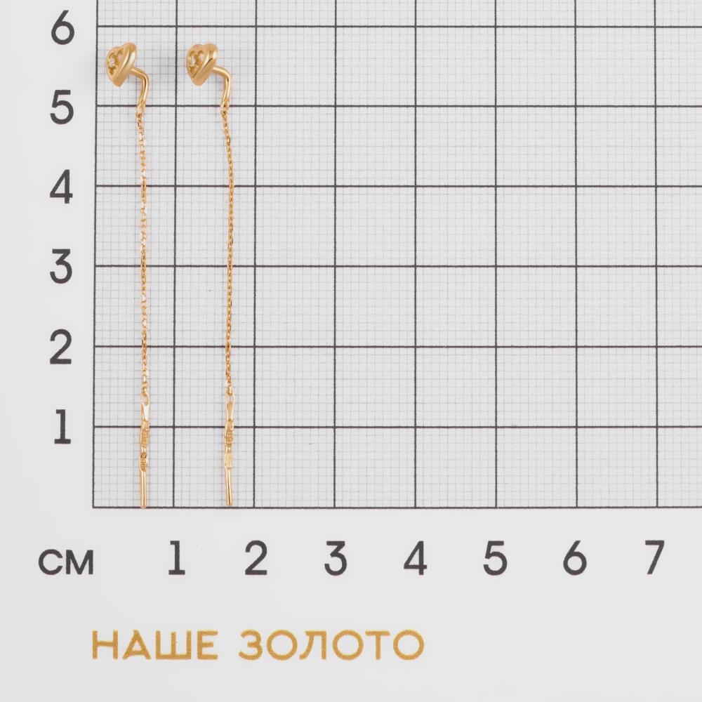 Золотые серьги протяжки Sokolov из красного золота 585 пробы ДИ1021840