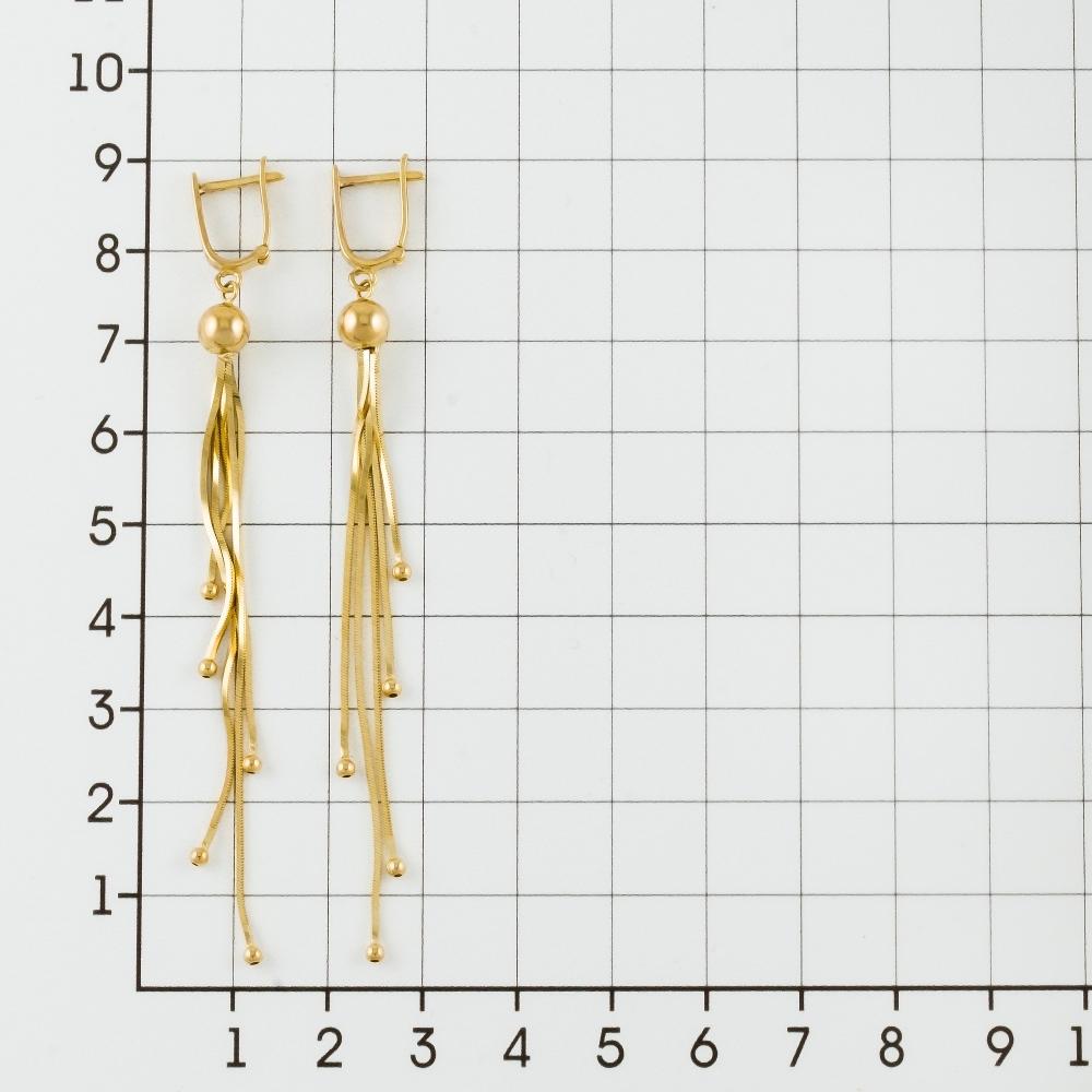 Золотые серьги подвесные Випголд из красного золота 585 пробы ВПСС00009226