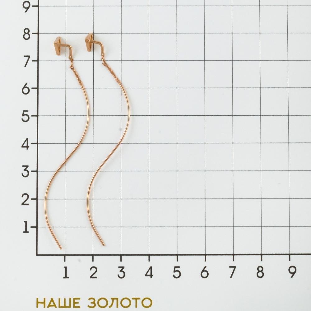 Золотые серьги протяжки Sokolov из красного золота 585 пробы ДИ1021849