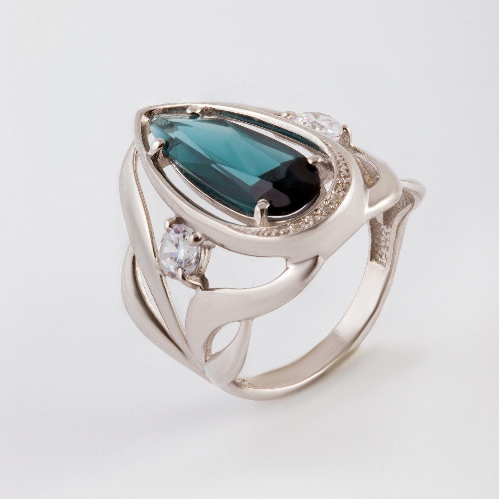 Серебряное кольцо Серебряный дождь  со вставками (фианит и ) ДХКР-047-02, размеры от 17.5 до 20.5