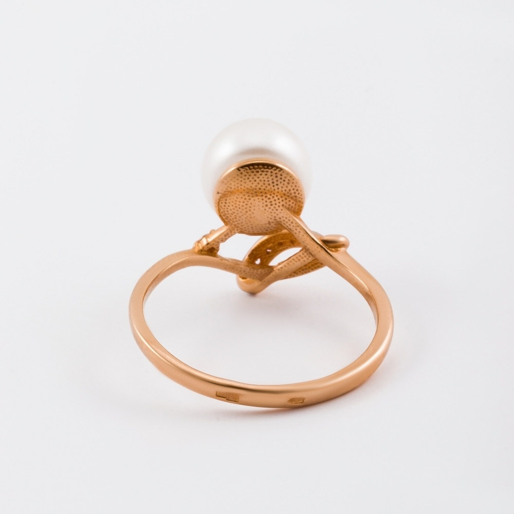 Золотое кольцо Defleur из красного золота 585 пробы  со вставками ( и фианит) ФЖ31304.1, размеры от 17.5 до 19