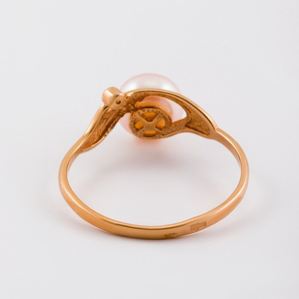 Золотое кольцо Defleur из красного золота 585 пробы  со вставками ( и фианит) ФЖ21042.3, размеры от 16 до 18
