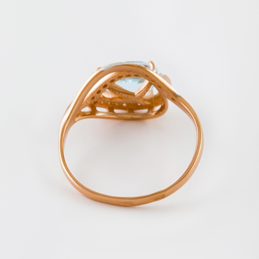Золотое кольцо Efremof из красного золота 585 пробы со вставками из полудрагоценных камней (гранат, топаз и фианит) ЮПК1342597тг, размеры от 16.5 до 19
